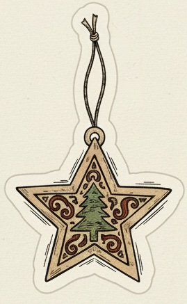 Vintage Holiday Ornament Illustration
